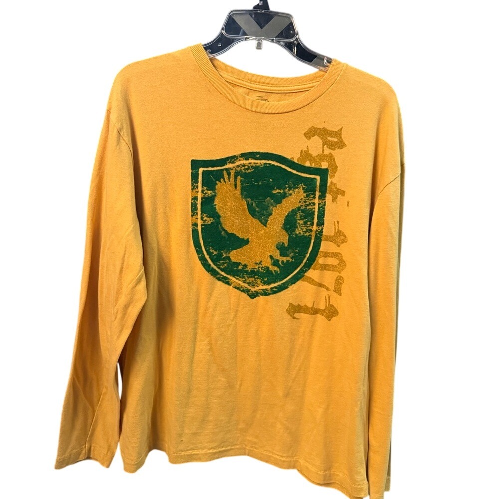 Cremieux Mens Long Sleeve Graphic Tee Mustard Yellow Eagle Crest Est 1971 Large